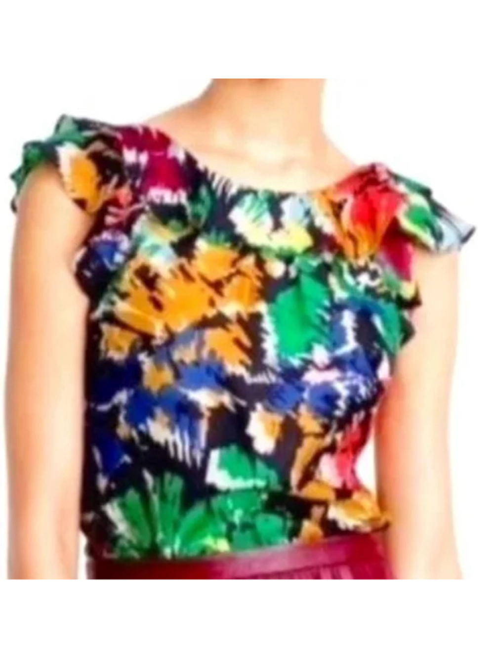 J. Crew Silk Floral Brushstroke Ruffle Blouse Women’s 12
